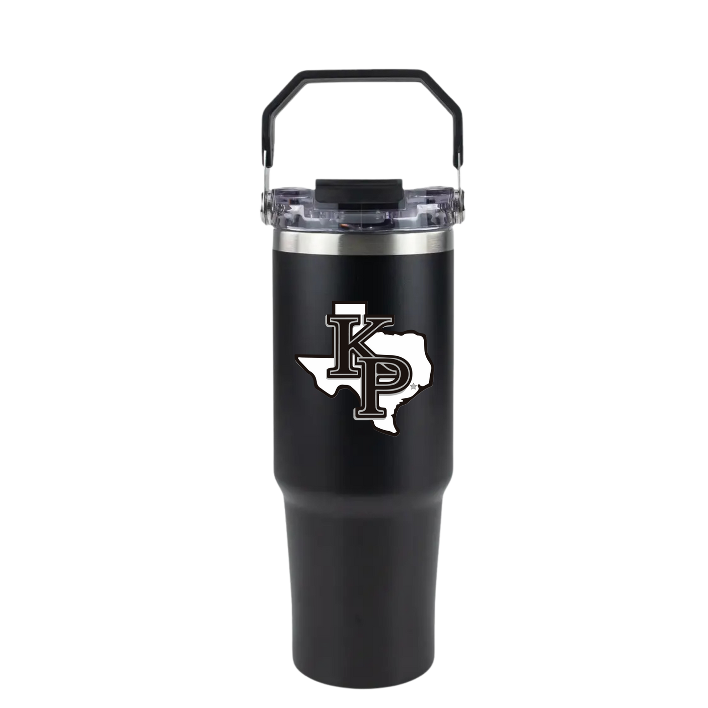 30oz Powder Coated Tri-Sip Tumbler - Black