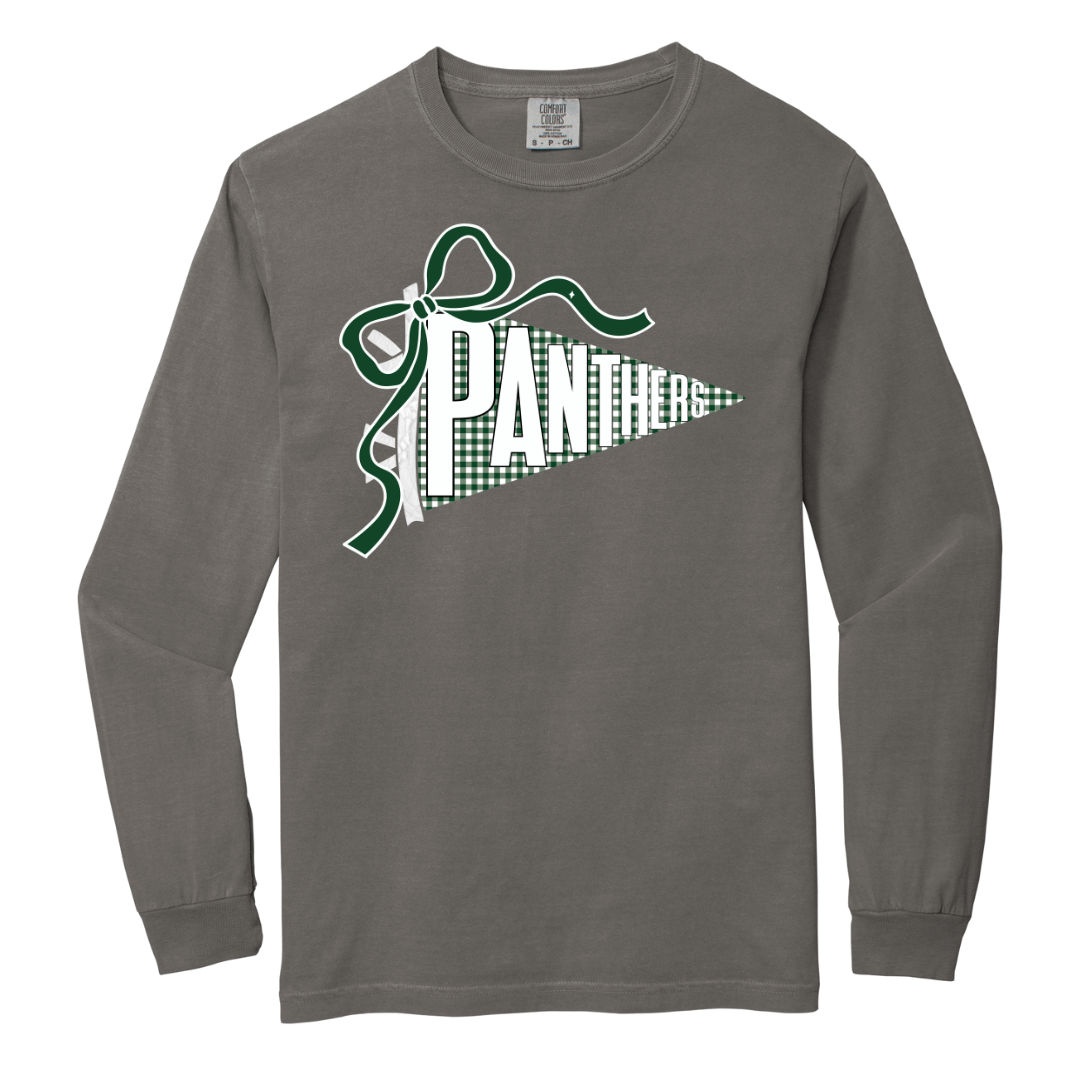 Panthers Gingham Pennant w/ Bow Comfort Colors® Tee