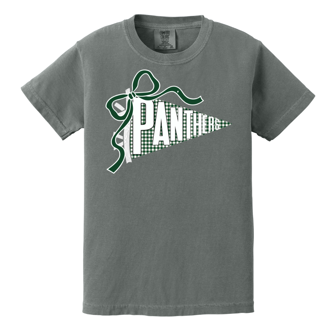 Panthers Gingham Pennant w/ Bow Comfort Colors® Tee