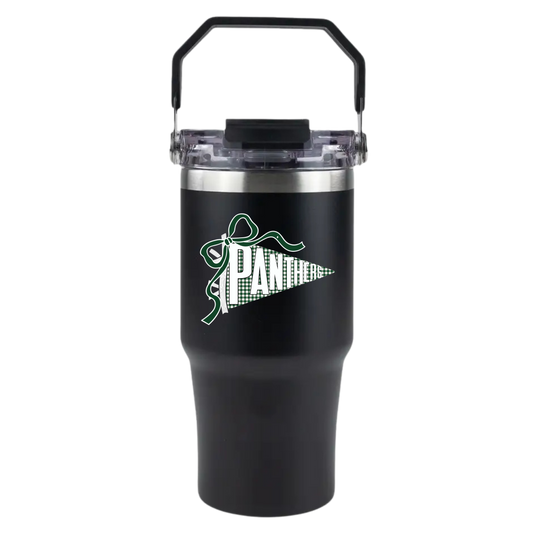 20oz Powder Coated Tri-Sip Tumbler (Black) - 2 Designs