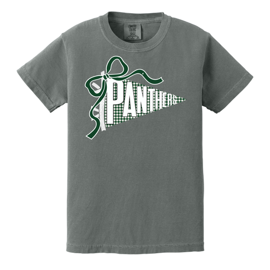 Panthers Gingham Pennant w/ Bow Comfort Colors® Tee