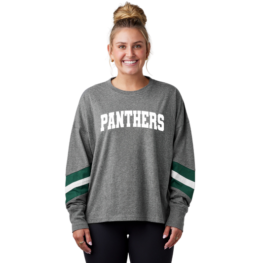 Panthers Enza® Ladies Essential Boxy Varsity Long Sleeve Tee